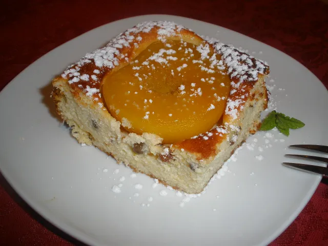 Kokos - Topfenauflauf mit Pfirsich